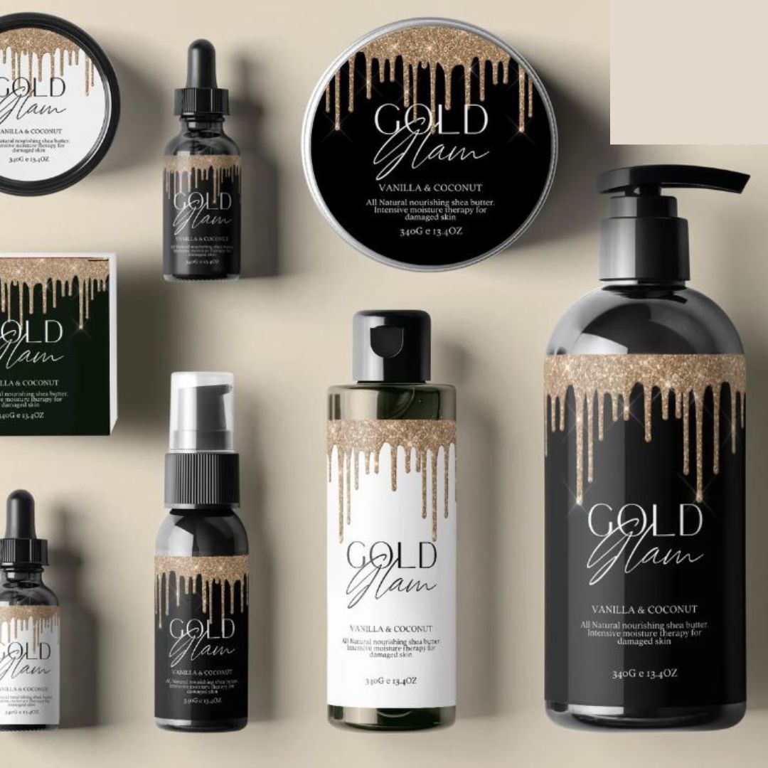 GOLD GLAM Product Label Template - 1 Product