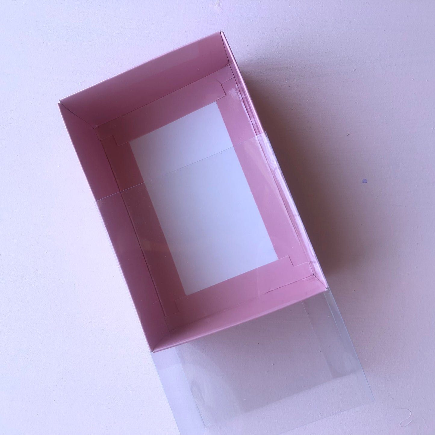 Pink Glossy box with clear sliding lid