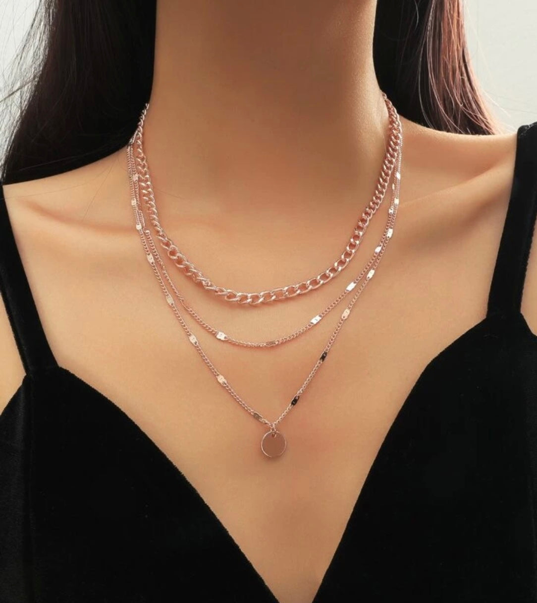Rose gold Stack Layer Necklaces